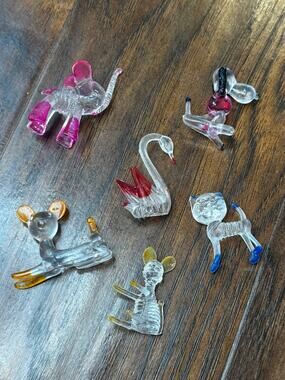 Vintage Clear Lucite Plastic Animal figures collectibles 1.5" Dog Swan Mouse